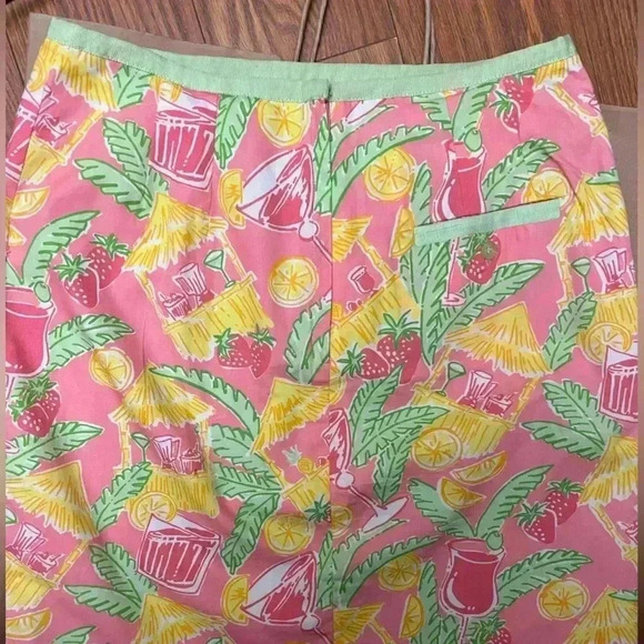 Lilly Pulitzer Vintage White Label Tropical Print Mini Skirt Pink Yellow 4 - Picture 2 of 4